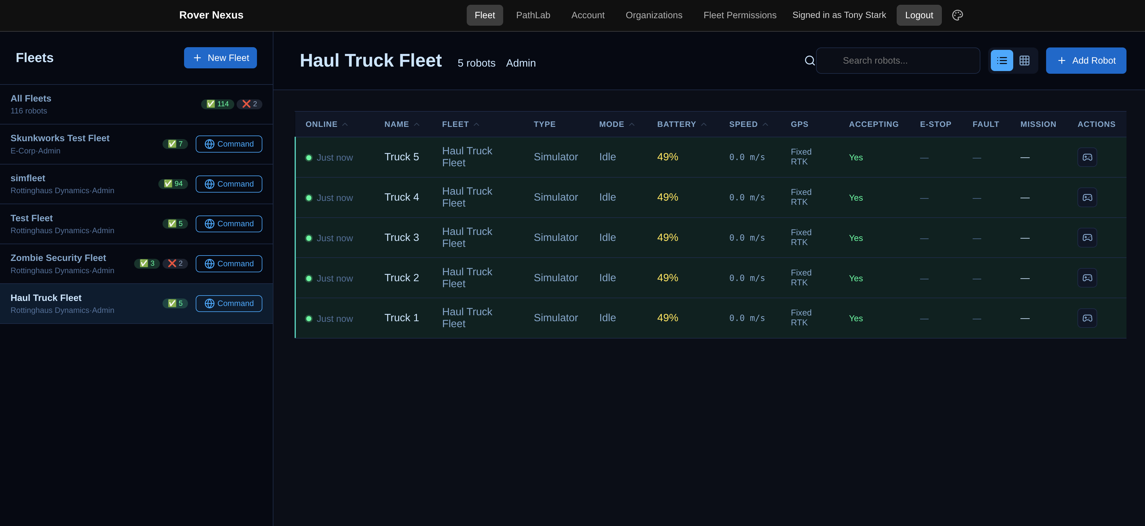 Rover Nexus fleet view