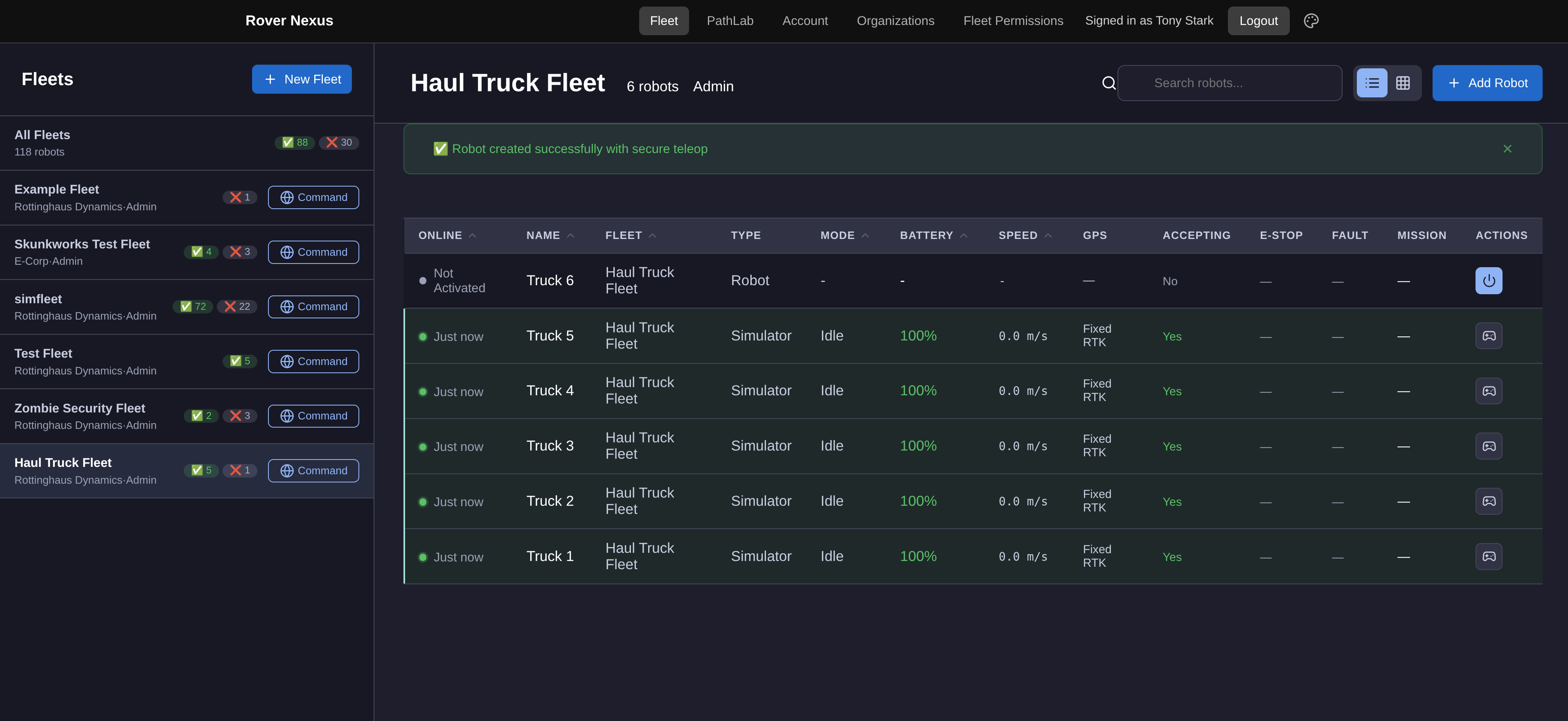 Rover Nexus fleet view